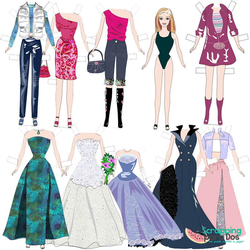 Ciudadanía ocupado compañero Muñecas Recortables de Papel - Imprimibles de Barbie con Vestidos