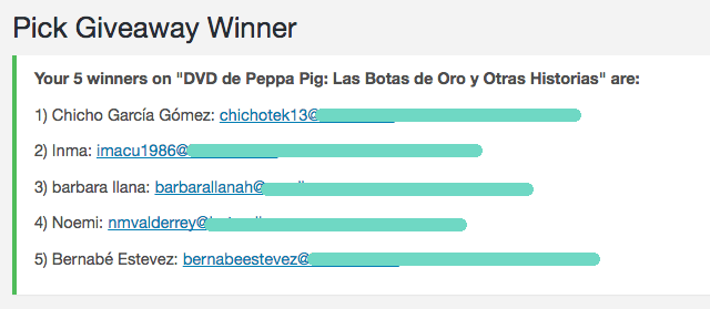 ganadores DVD Peppa Pig