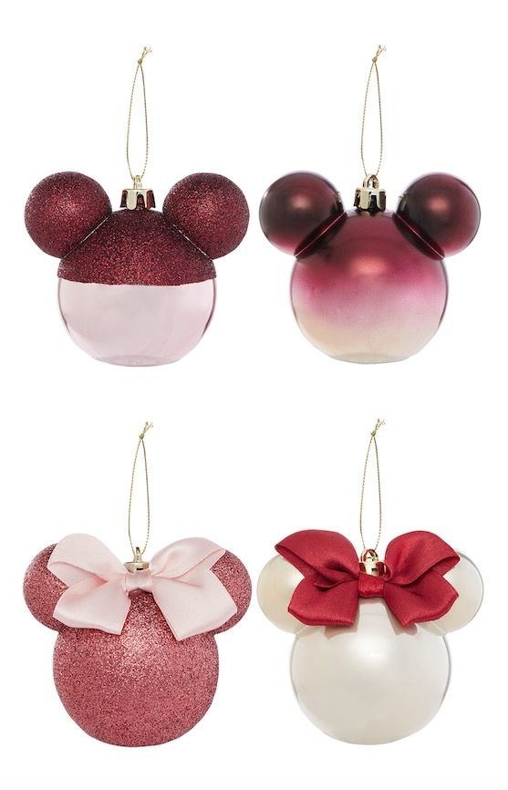 Nuevo Y En Caja Primark Disney Mickey /& Minnie Mouse 4 árbol de Navidad Decoraciones bolas.